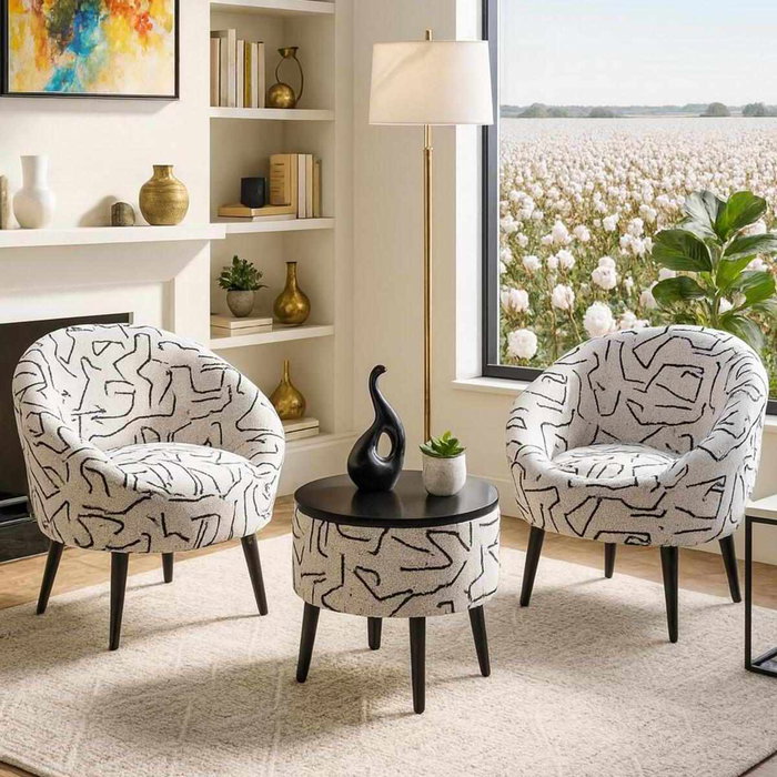 Atelier Del Sofa Juego de Sillón y Mesa de Café Lida - Negro y Blanco Atelier Del Sofa Juego de Sillón y Mesa de Café Lida - Negro y Blanco